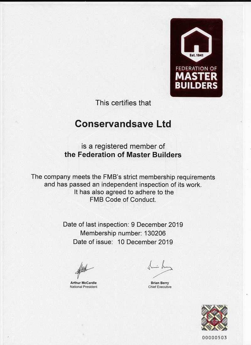 Federation of Master Builders Cerificate